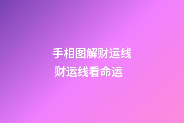 手相图解财运线 财运线看命运